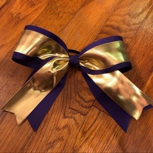 Purple and gold hair bow